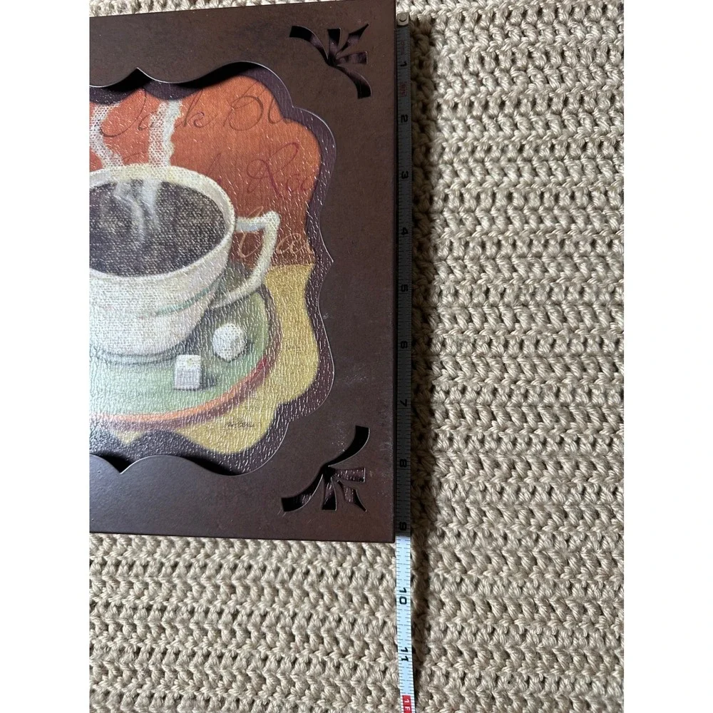 New View Coffee Latte Wall Art Set of 2 Brown Square Kitchen Decor 9.5x9.5